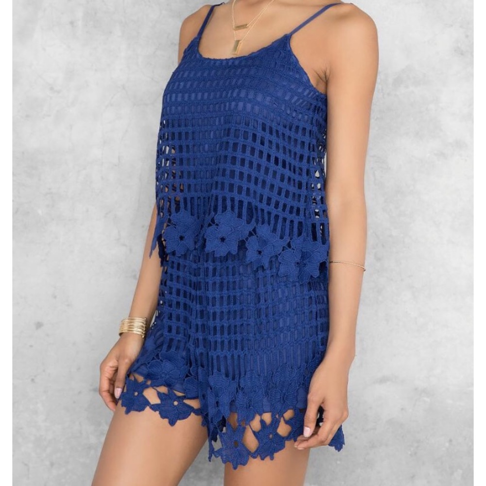 Flower crochet romper
